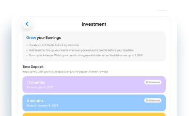 Savings vaults screen